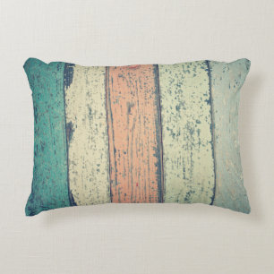Coussins Décoratifs Maison de plage en bois peint rustique rayé