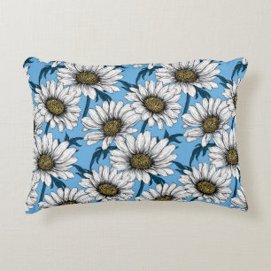 Coussins Décoratifs Maisonnettes, fleurs sauvages sur bleu