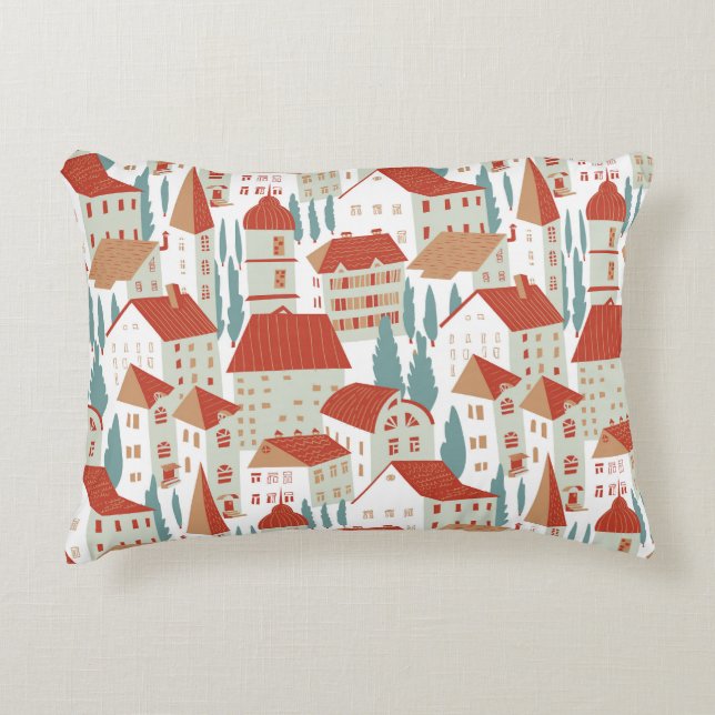Coussins Décoratifs Maisons De Ville : Illustration Sans Faille (Devant)
