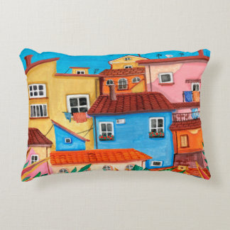 Coussins Décoratifs Maisons italiennes. Gouache tirée à la main