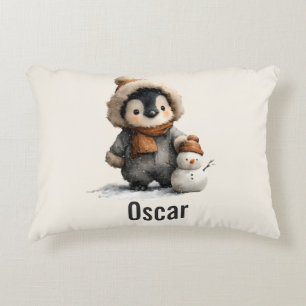 Coussins Décoratifs Manchot d'hiver avec motif de bonhomme de neige