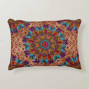 Coussins Décoratifs Mandala Boho Colorée Hippie Maximaliste Élégante