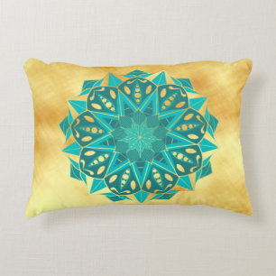 Coussins Décoratifs Mandala étoile bleu or