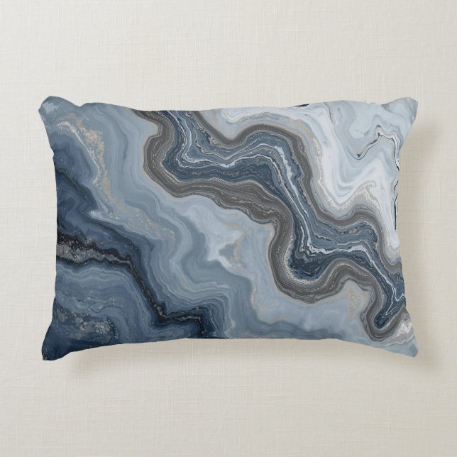 Coussins Décoratifs Marbled Navy Blue Light Dusty Blue Abstract Design (Devant)