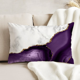 Coussins Décoratifs Marbre Blanc Agate Violette Paillettes Dorées