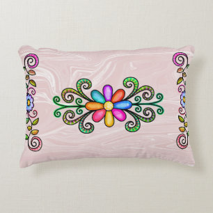 Coussins Décoratifs Marbre et Doodles roses Faux