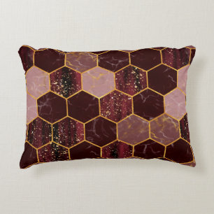Coussins Décoratifs Marbre hexagone texture transparente avec or