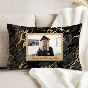 Coussins Décoratifs Marbre Or Noir Photo de Remise de Diplômes Personn