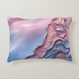 Coussins Décoratifs Marbre pastel rose bleu décoration féminine douce