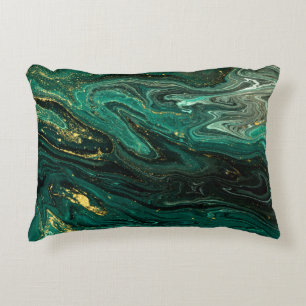 Coussins Décoratifs Marbre vert : Abstrait Agate Ripple.