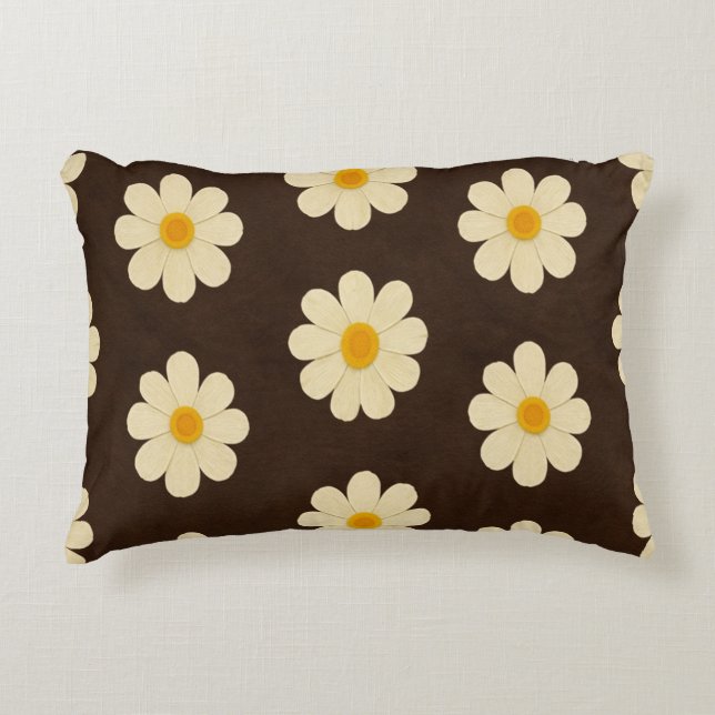 Coussins Décoratifs Marguerites crème et jaune (Devant)
