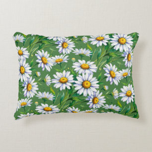 Coussins Décoratifs Marguerites dans la prairie. Aquarelles.