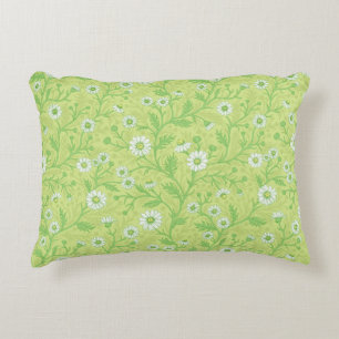 Coussins Décoratifs Marguerites en blanc et vert sur fond vert miel
