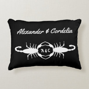Coussins Décoratifs Mariage Blanc Gothique Scorpions Monogramme Person