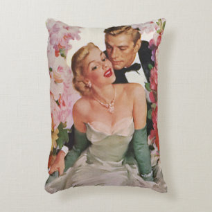 Coussins Décoratifs Mariage Vintage, Jeunes Mariés Rétro Mariés