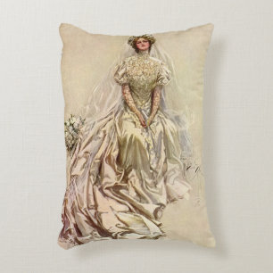 Coussins Décoratifs Mariée victorienne vintage, portrait de mariage an