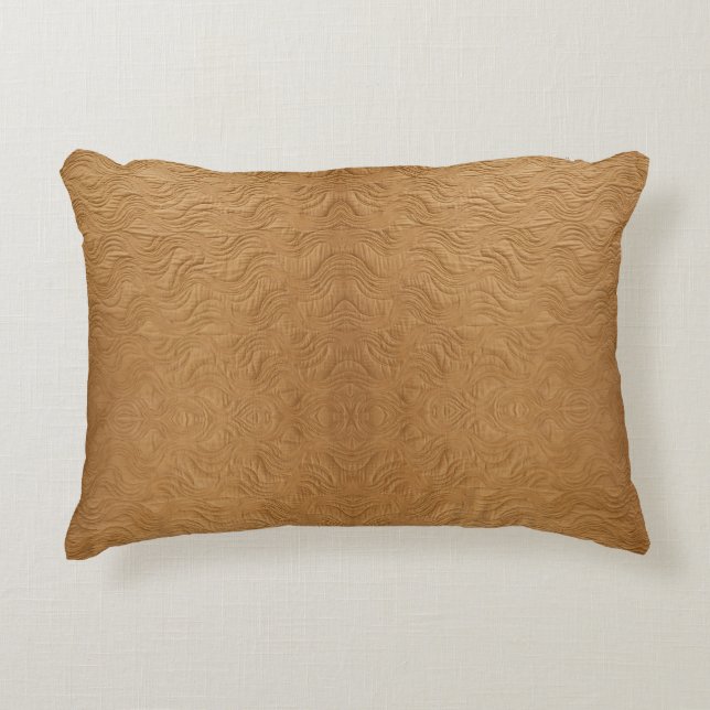 Coussins Décoratifs Marron Camel Moderne Vagues Ondulations Abstraites (Devant)