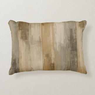 Coussins Décoratifs Marron Gris Beige Rustique Rayure Bois de Grange P