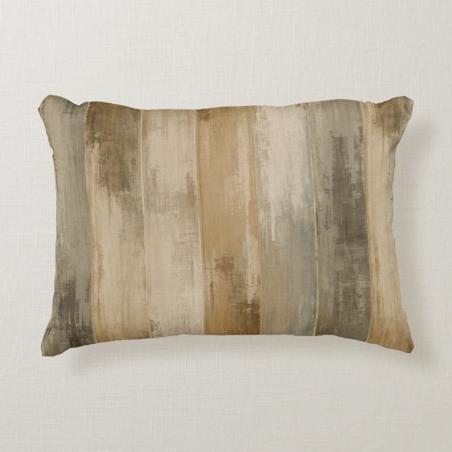 Coussins Décoratifs Marron Gris Beige Rustique Rayure Bois de Grange P (Devant)