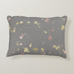 Coussins Décoratifs Matte Gold et Rose Gold Flakes Warm Dark Grey