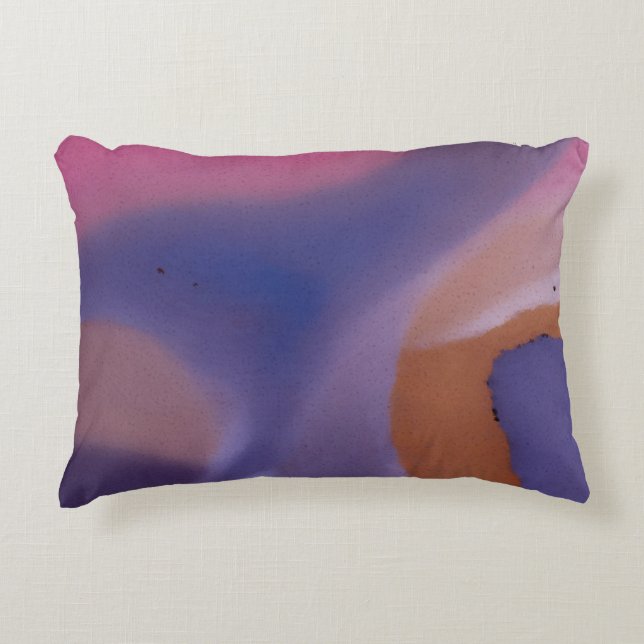 Coussins Décoratifs “Mauve Mirage Flow” – Abstrait Rose Bleu Pêche (Devant)