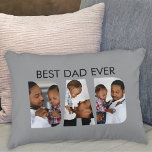 Coussins Décoratifs Meilleur papa jamais photo gris<br><div class="desc">Ce coussin pour papa est décoré de trois modèles photo en forme de DAD. Ça dit "Meilleur Père Jamais". Le texte et les photos sont personnalisables.</div>