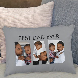 Coussins Décoratifs Meilleur Papa Photo Gris