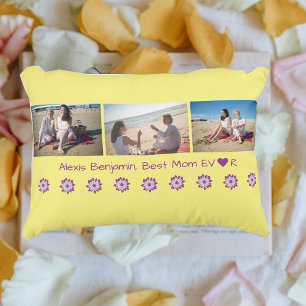 Coussins Décoratifs Meilleure maman jamais, avec coeur. Nom + 3 photos