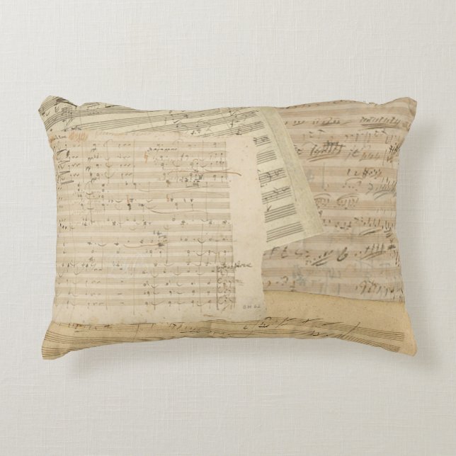 Coussins Décoratifs Mélange de manuscrit de musique de Beethoven (Devant)