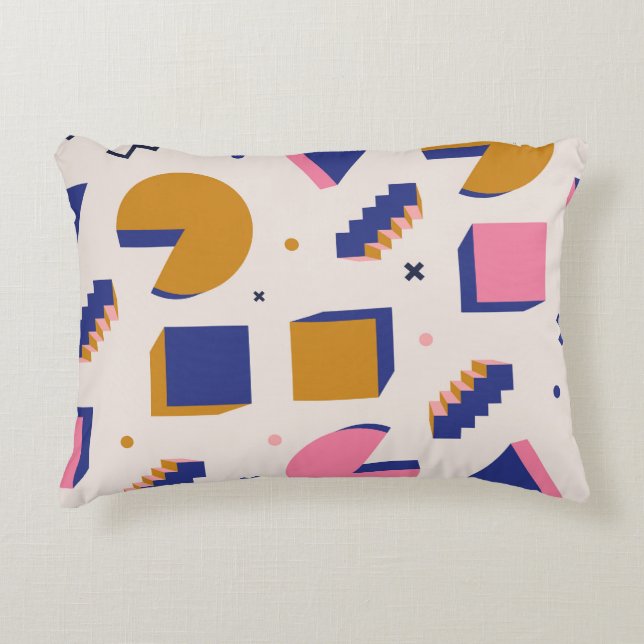 Coussins Décoratifs Memphis Géométrie : 90s Mode sans couture (Devant)