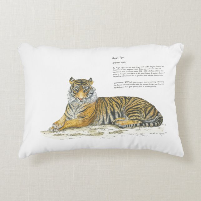 Coussins Décoratifs Menacée Regal Bengale Tiger main peint (Devant)