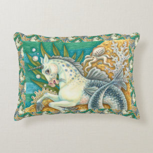 COUSSINS DÉCORATIFS MERHORSE & OCTOPUS BLANC, CHEVAL UNICORN IMAGINAIR