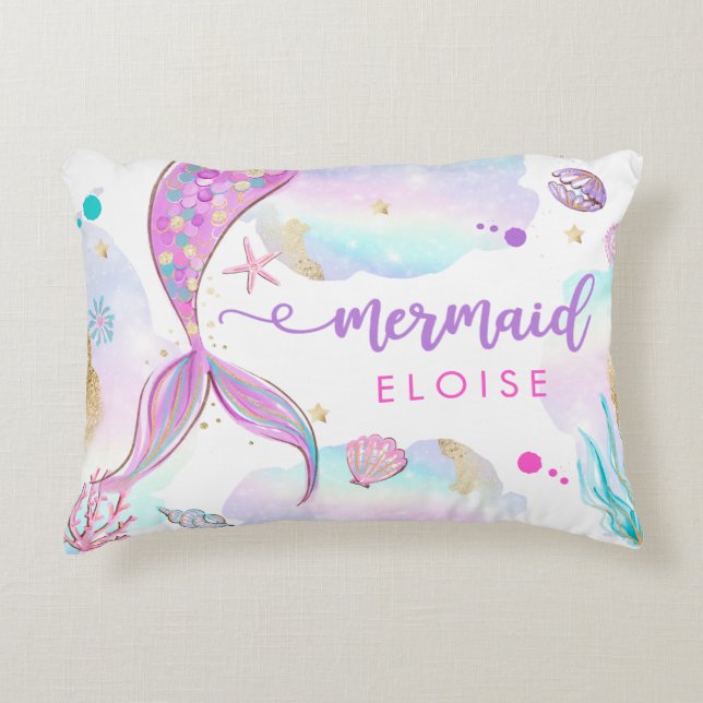 Coussins Décoratifs Mermaid Nursery Baby shower cadeau personnalisé (Devant)