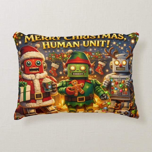 Coussins Décoratifs Merry Christmas human unit funny robot holiday pre (Devant)