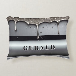 Coussins Décoratifs Métal Liquide Luxueux Nom Personnalisé Chromé Élég