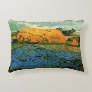 Coussins Décoratifs Meules sous un ciel pluvieux de Vincent van Gogh