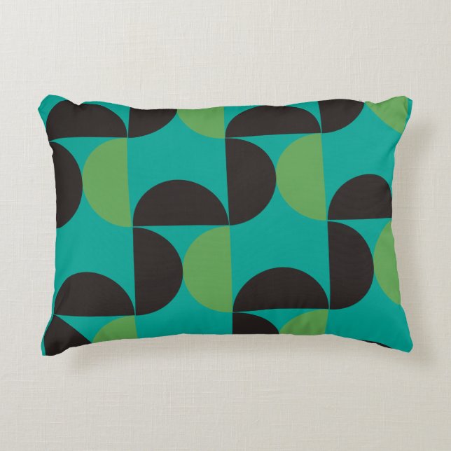 Coussins Décoratifs Mi-siècle Moderne Brown vert et turquoise (Devant)
