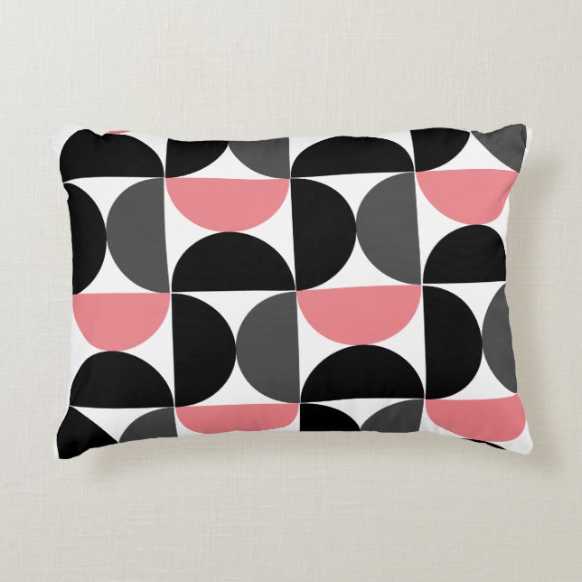 Coussins Décoratifs Mi-siècle moderne rose noir et blanc (Devant)