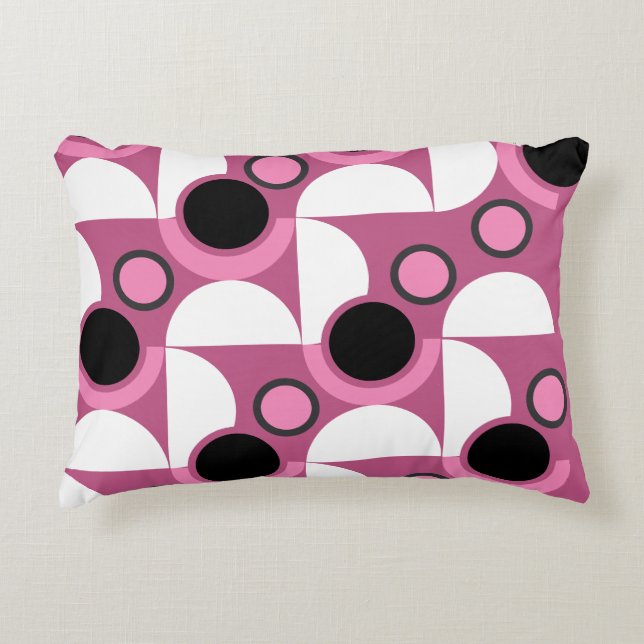 Coussins Décoratifs Mi-siècle moderne rose, noir et gris (Devant)