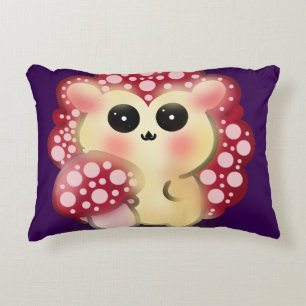 Coussins Décoratifs Mignon Art de Champignon Rouge Kawaii Hérisson