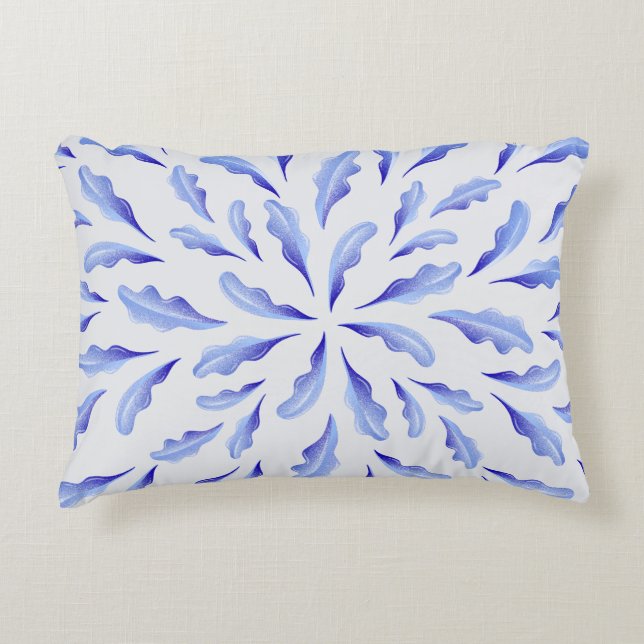 Coussins Décoratifs mignon blanc bleu simple fleurs feuilles (Devant)