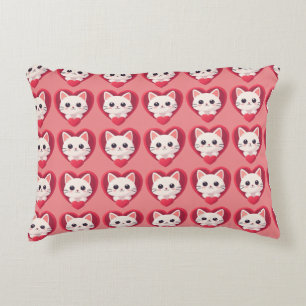 Coussins Décoratifs Mignon Chat Blanc avec Cœur Kawaii Kitty Design d'