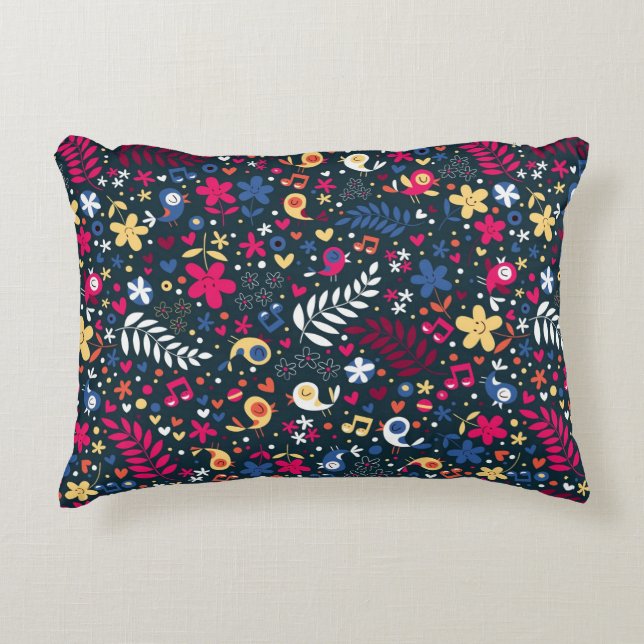 Coussins Décoratifs mignon oiseaux et fleurs motif (Devant)