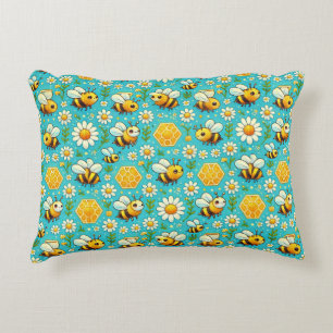 Coussins Décoratifs 🐝 Mignonnes Abeilles Marguerites Décoration Flora