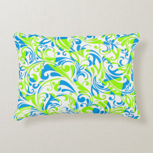 Coussins Décoratifs Mignons bleu vert mélangé motifs floraux