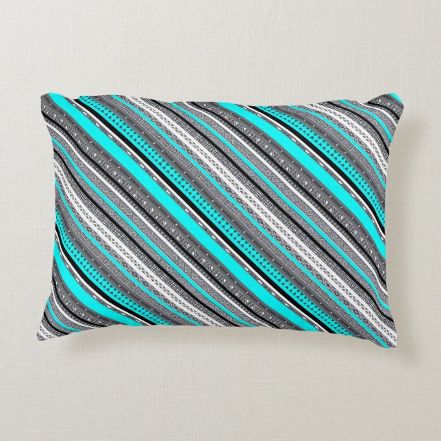 Coussins Décoratifs Mignons motifs aztèques gris aqua (Dos)