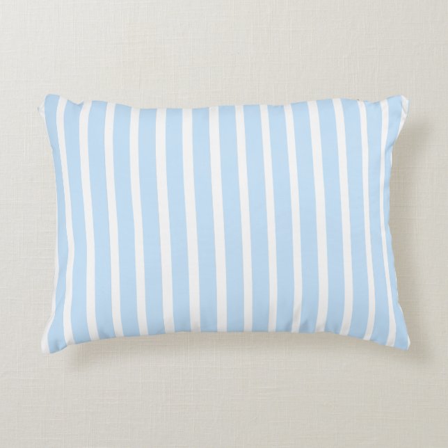 Coussins Décoratifs Minces Rayures Bleu Clair (Devant)