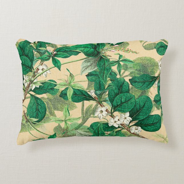 Coussins Décoratifs Mini fleurs blanches avec motif feuille (Devant)