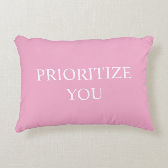 Coussins Décoratifs Minimal Prioritize You Quote Dusty Rose Pink (Devant)
