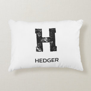COUSSINS DÉCORATIFS MINIMALISTE NOIR UNE LETTRE MONOGRAMME NOM BLANC